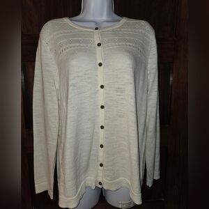 Coldwater creek, Cream color button down light sweater,  M